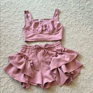 Pink Ruffled Two-Piece Set